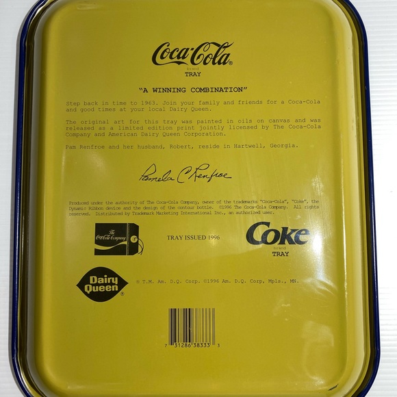 Coca Cola Vintage Dairy Queen Tin Serving Tray Vintage Enamel Barware Blue Red - Picture 13 of 15
